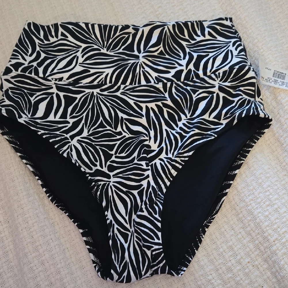 Land's End Swim Zebra Print High-Waist Bikini Bottom